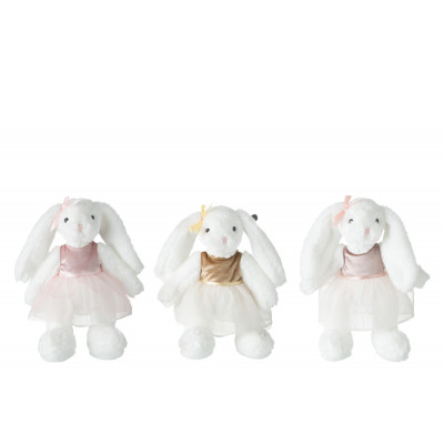Lapins en Peluche avec Robe - Blanc - Assortiment de 3
