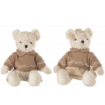 Ours en peluche garçon/fille avec vêtements - assortiment de 2