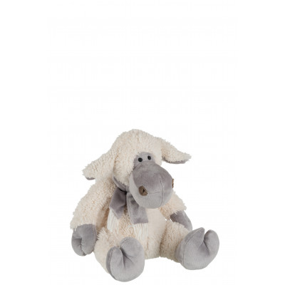 Peluche Mouton avec Écharpe Écru/Gris - Medium