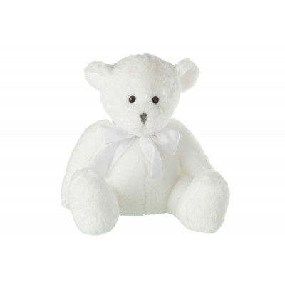 Peluche ours blanc avec nœud papillon - Large