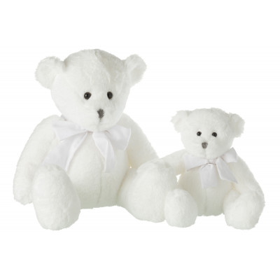 Peluche ours blanc avec nœud papillon - Large