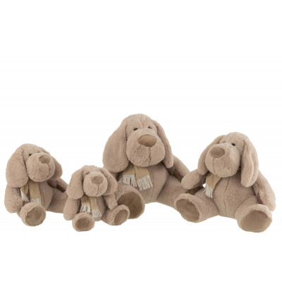 Peluche Chien Assis avec Écharpe Beige - Extra Large