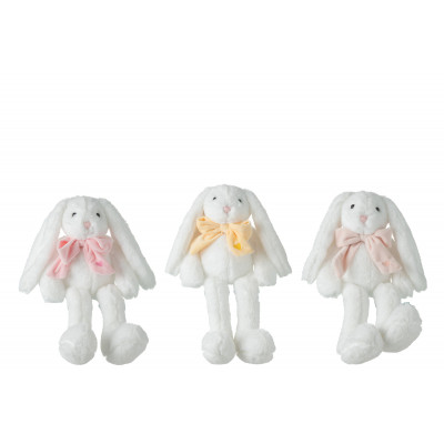 Peluches lapin blanc avec nœud papillon - Assortiment de 3