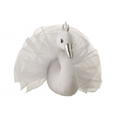 Décoration murale Cygne en peluche Blanc/Argent