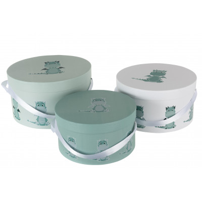 Ensemble de 3 boîtes Dragon en papier blanc/menthe