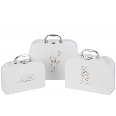 Ensemble de 3 valises de naissance "Ours" Blanches