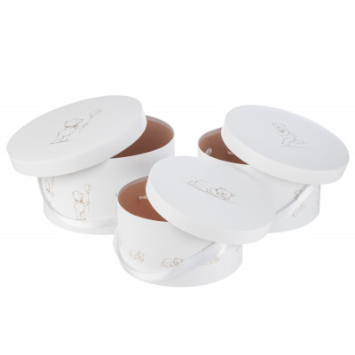 Ensemble de 3 boîtes ours rondes blanches