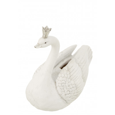 Tirelire Cygne Poly Blanc/Argent