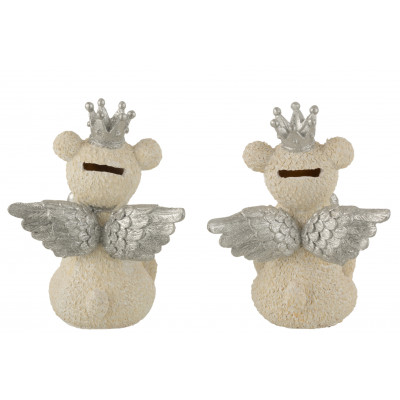 Tirelire Ours Couronne Blanc/Gris - Large - Assortiment De 2