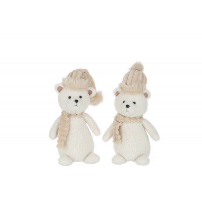 Ours Beige avec Bonnet et Écharpe - Small - Assortiment De 2