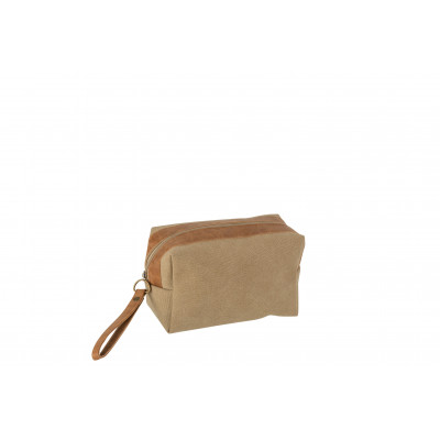 Trousse de toilette avec boucle en textile beige/marron