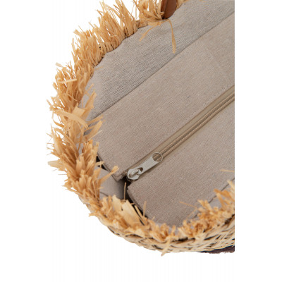 Sac de plage en jonc de mer avec feuilles marron foncés