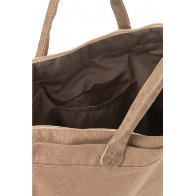 Sac de plage à poignées en textile marron