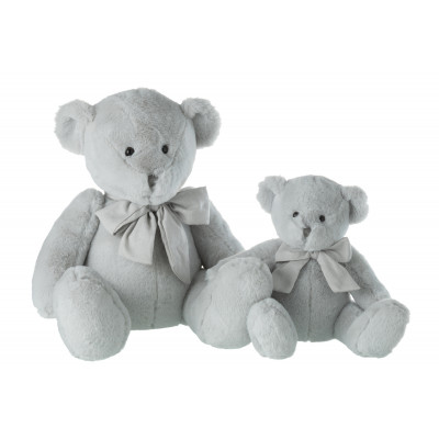 Peluche Ours avec nœud papillon gris - Large
