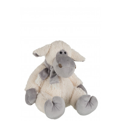 Peluche Mouton avec écharpe écru/gris - large