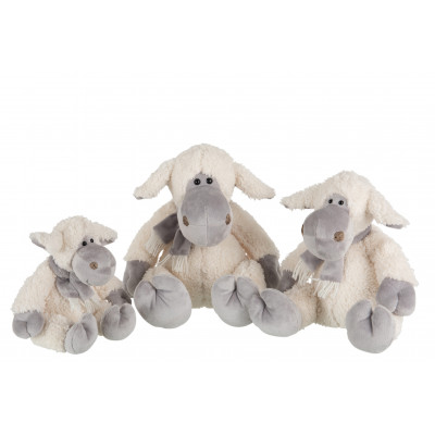 Peluche Mouton avec écharpe écru/gris - large
