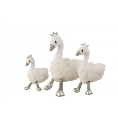 Peluche Cygne Blanc/Gris/Argenté - Large