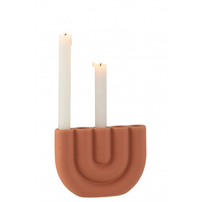 Porte-bougies Arc en céramique orange