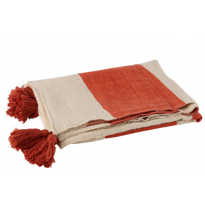 Plaid de plage à rayures en coton corail