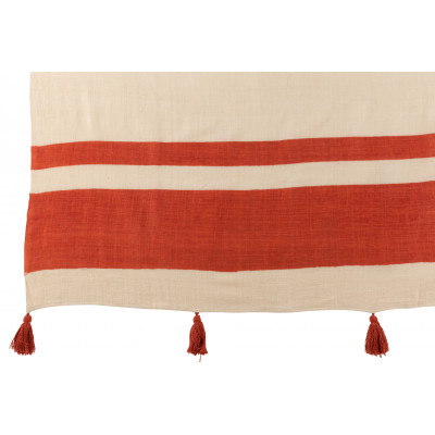 Plaid de plage à rayures en coton corail