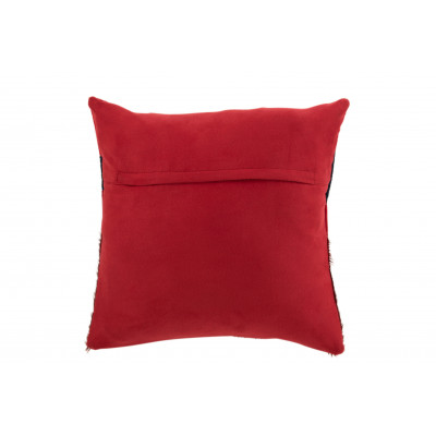 Coussin femme en cuir noir et rouge