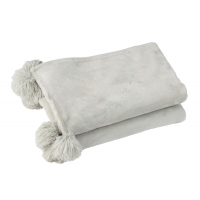 Plaid gris clair avec pompons