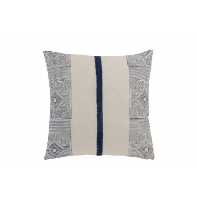 Coussin ligne Aztèque en coton bleu/blanc
