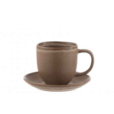 Tasse + sous-tasse en céramique cognac Louise