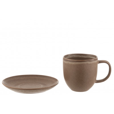 Tasse + sous-tasse en céramique cognac Louise
