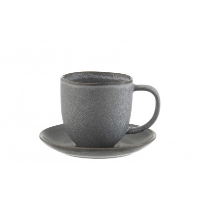 Tasse + sous-tasse en céramique gris Louise
