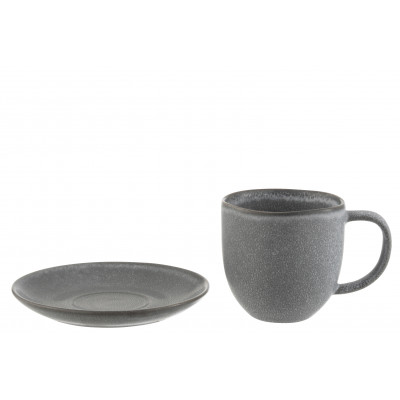Tasse + sous-tasse en céramique gris Louise
