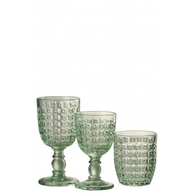 Verre à pied design en relief vert - large