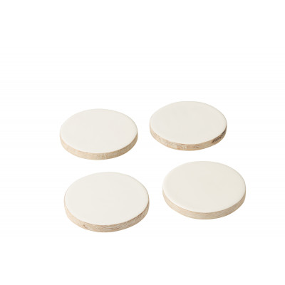 Set 4 sous-verre en manguier blanchi à la chaux blanc