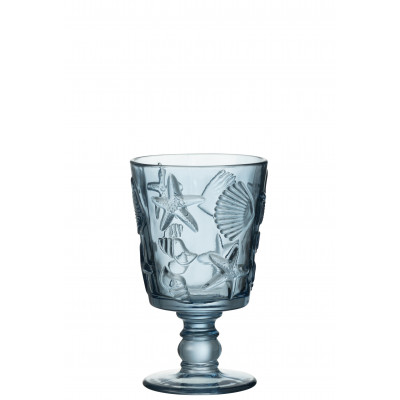 Verre à vin motif "mer" bleu clair