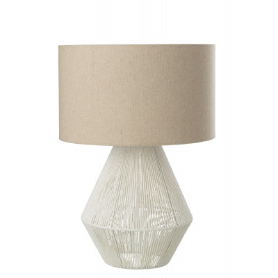 Lampe de table en ficelle de jute blanche