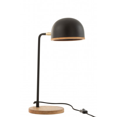 Lampe de table Evy en métal noir/bois naturel