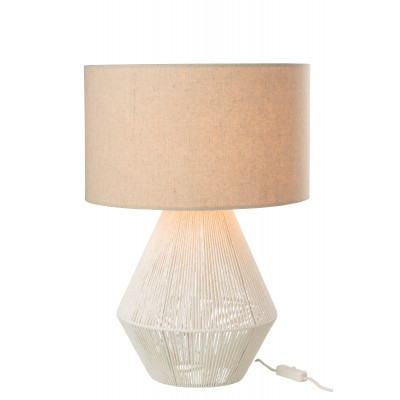 Lampe de table en ficelle de jute blanche