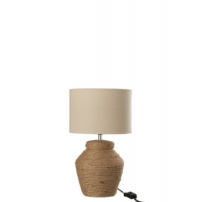Lampe Meli avec abat-jour en céramique et lin marron - small