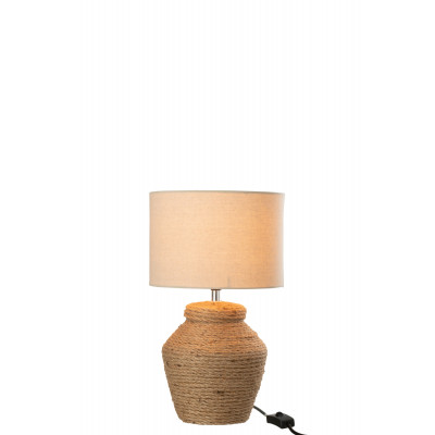 Lampe Meli avec abat-jour en céramique et lin marron - small