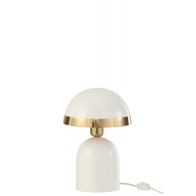 Lampe avec bordure dorée en métal brillant blanc