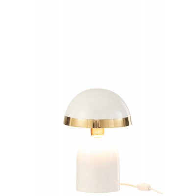 Lampe avec bordure dorée en métal brillant blanc