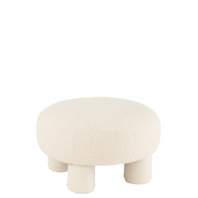 Tabouret rond Teddy pieds bouclé blanc