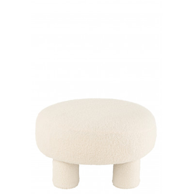 Tabouret rond Teddy pieds bouclé blanc