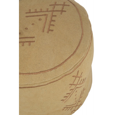 Pouf cylindre motifs ethniques en coton sable