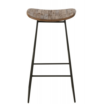 Tabouret de bar rectangulaire en teck recyclé naturel