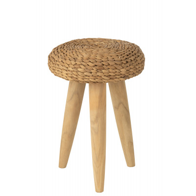 Tabouret rond en teck et jonc - Miel