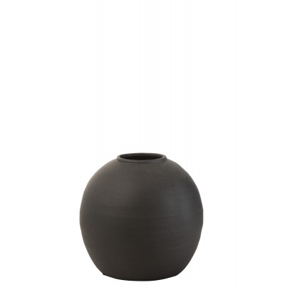 Vase rond en ciment noir