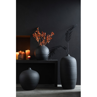 Vase rond en ciment noir