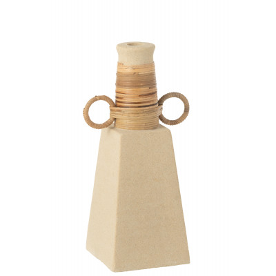 Vase Céline en ciment sable avec anneaux ronds naturel