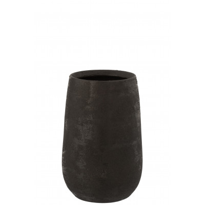 Vase irrégulier rugueux en céramique noir - Small